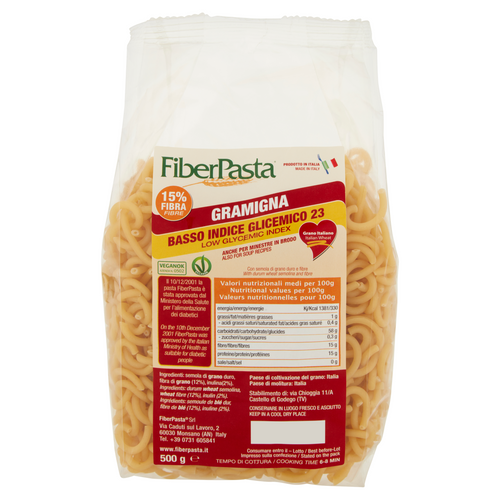 LOW GI Pasta -  Gramigna 500 G (Hörnli, Cornetti, Cornettes) (FW)