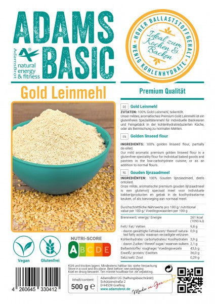 Adams Basic - Farina di Semi di Lino Oro –  - Ihr Schweizer  Shop für Low GI foods  and more